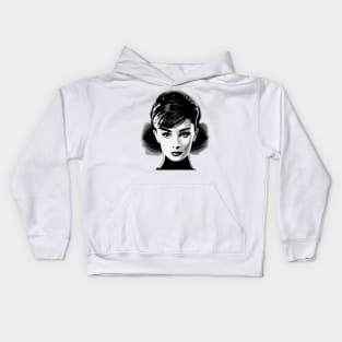 Classic Beauty, Elegant Hollywood Movie Star Looks. Black and White Modern Minimalist Pop Art Kids Hoodie